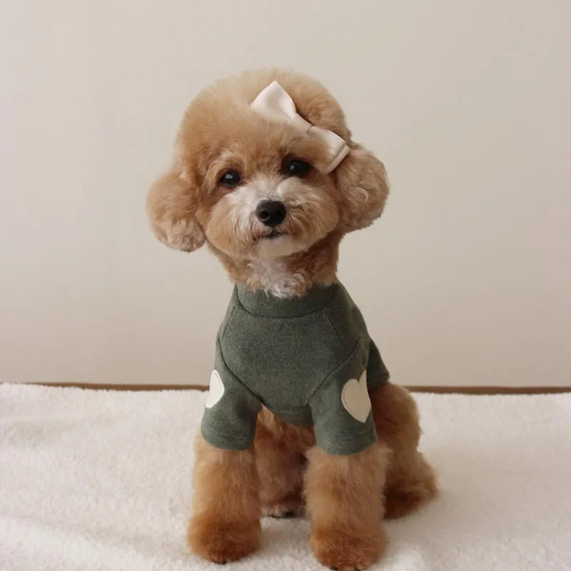 Cozy Heart Patch Dog Sweater